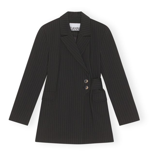 Veste Ceinturée Stretch Rayée | Noir