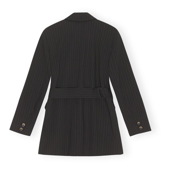 Stretch Striped Belted Jacket | Negro- Imagen del producto n°5