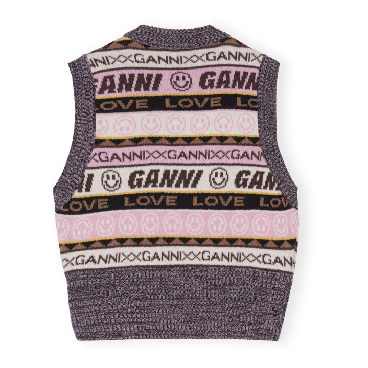 Sleeveless V-Neck Recycled Wool Graphic Sweater | Gris- Imagen del producto n°4
