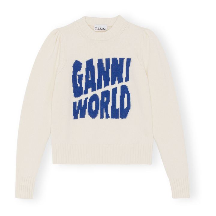 Ganni World Recycled Wool Graphic Jumper | Crudo- Imagen del producto n°0