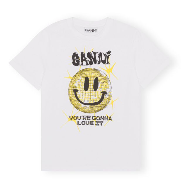 Smiley Relaxed Basic Organic Cotton T-shirt | Blanco