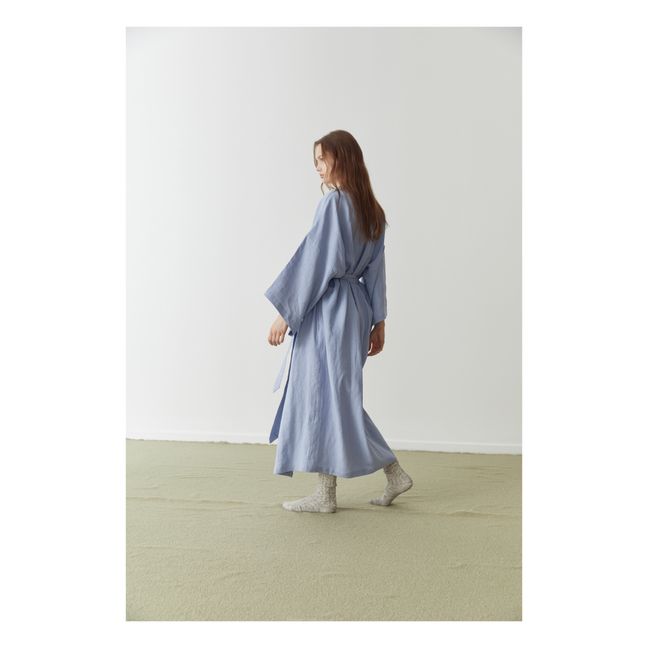 02 Linen Belted Dress | Blau
