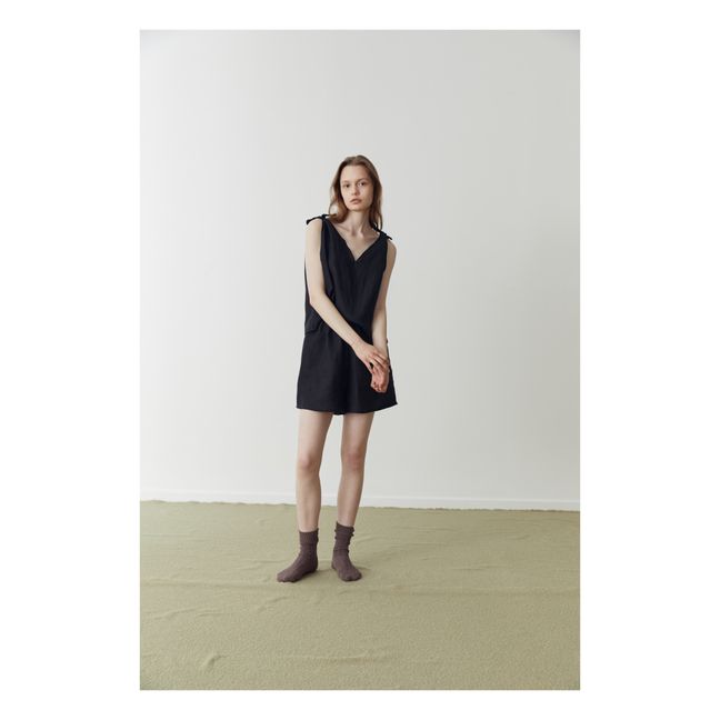 The Knot Linen Top & Bottom Set | Black