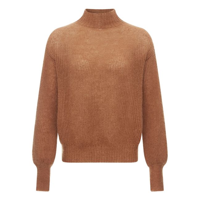 Mohair High-Neck Sweater | Braun