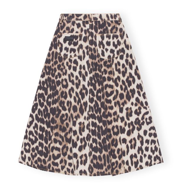 Organic Cotton Printed Denim Skirt | Leopardo
