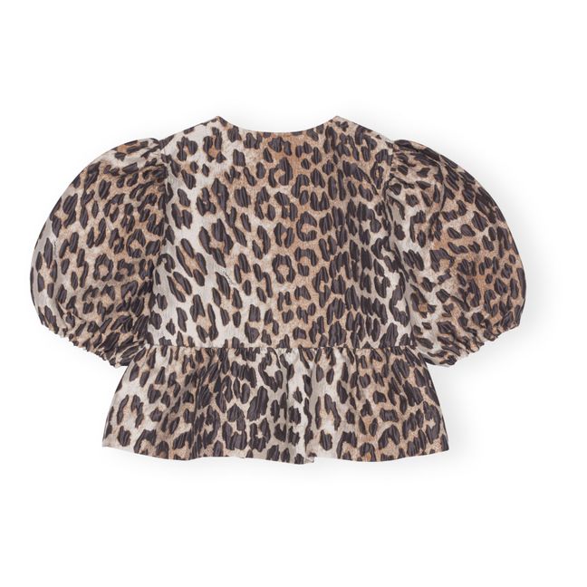 Bluse 3D Peplum Jacquard | Leopard