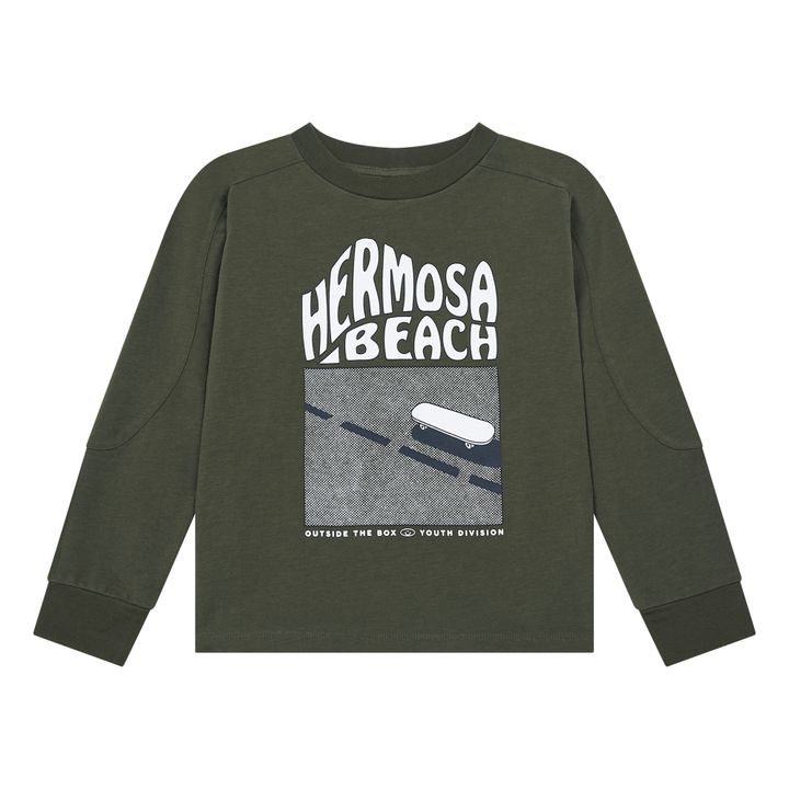 Organic Cotton Hermosa Beach Long Sleeve T-Shirt | Verde Kaki- Imagen del producto n°0