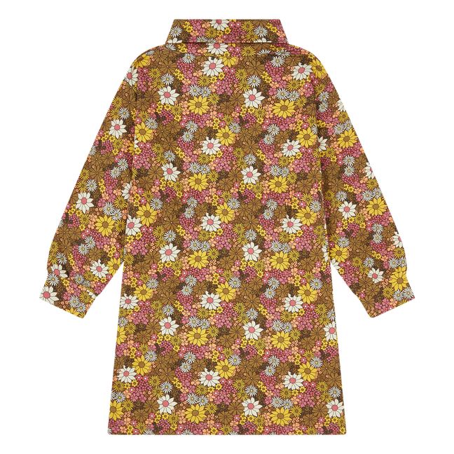 Organic Cotton Retro Flower Maxi Dress | Multicolor