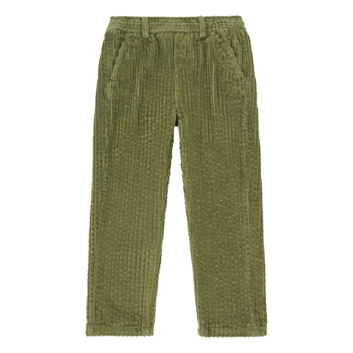 Organic Corduroy Elasticated Waist Trousers | Verde- Imagen del producto n°0