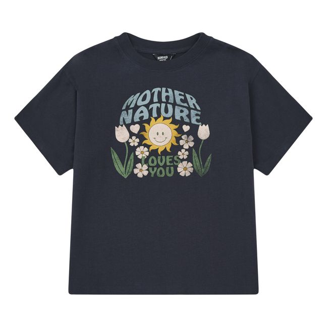 Loose Organic Cotton Mother Nature T-Shirt | Nero