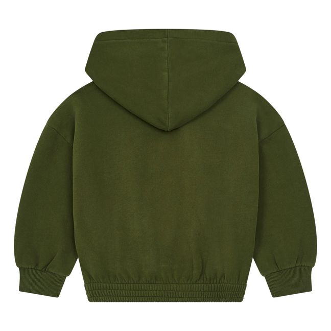 Organic Cotton Hundred Pieces & Love Hoodie | Olive green