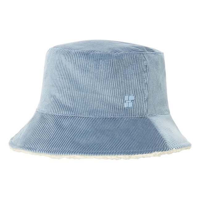 Sherpa Lined Corduroy Bucket Hat  | Blue