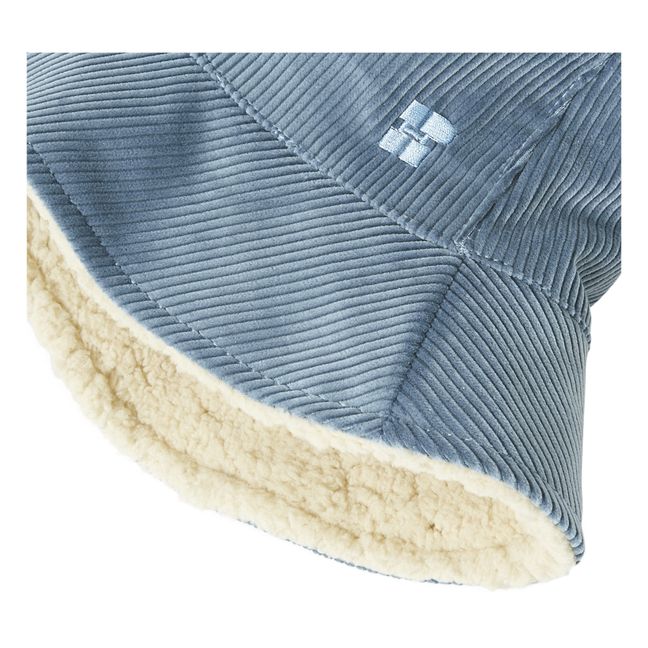 Sherpa Lined Corduroy Bucket Hat  | Blue