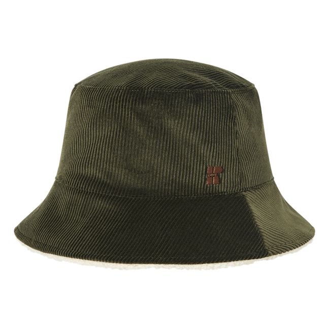 Sherpa Lined Corduroy Bucket Hat  | Dunkelgrün