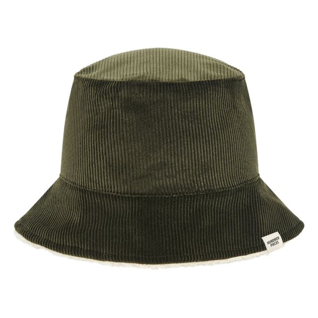 Sherpa Lined Corduroy Bucket Hat  | Dunkelgrün