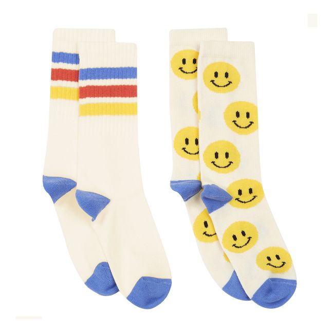 Happy Stripes Socks - Set of 2 | Weiß