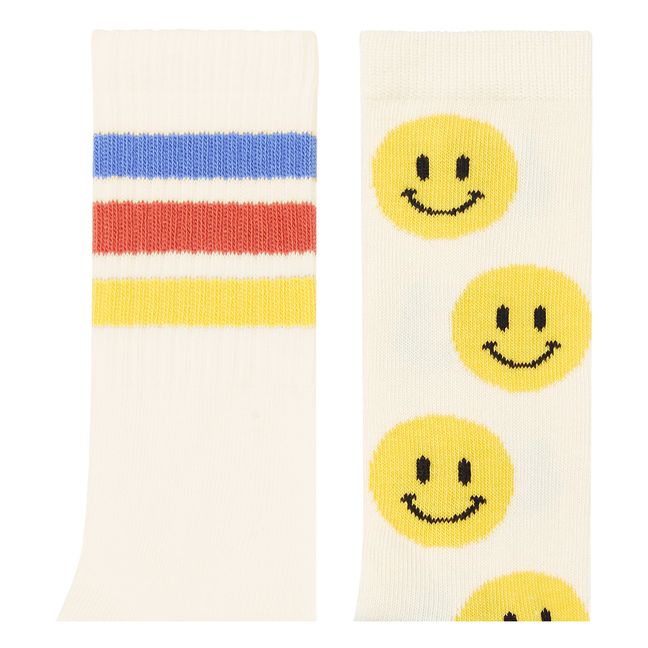 Happy Stripes Socks - Set of 2 | Weiß