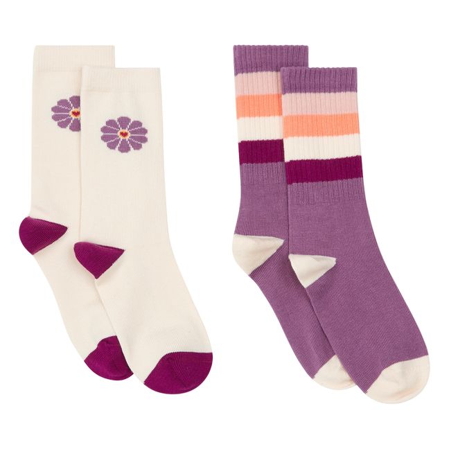 Daisy Sunset Socks - Set of 2 | Purple