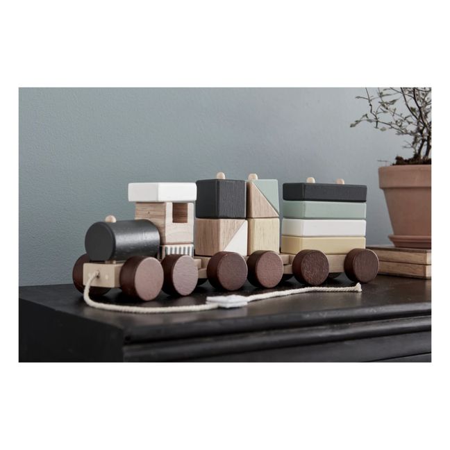 Train avec cubes empilables en bois