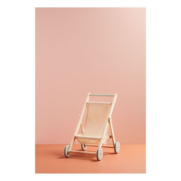 Wooden play stroller | Off white- Product image n°1