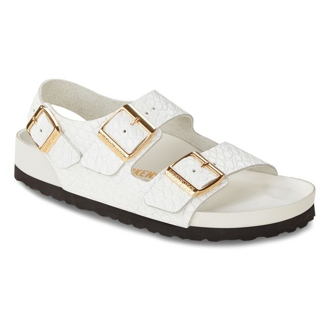 Milano Embossed Sandals | White