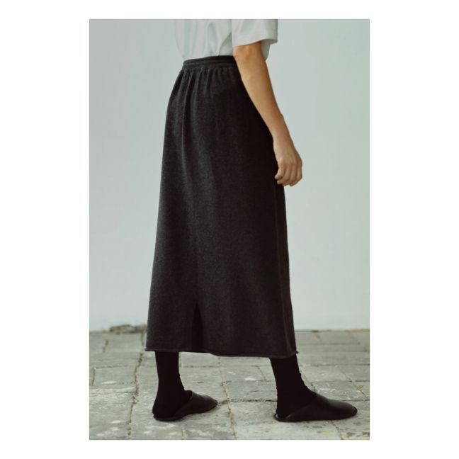 Straight Cashmere Midi Skirt | Gris Antracita