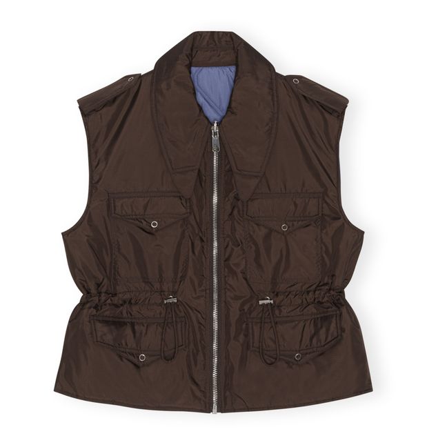 Reversible Quilted Vest | Brown
