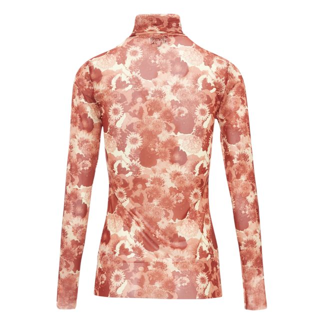 Camiseta floral de cuello alto | Terracotta