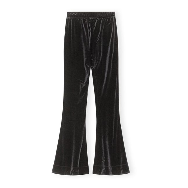 Velvet Jersey Flared Trousers | Black