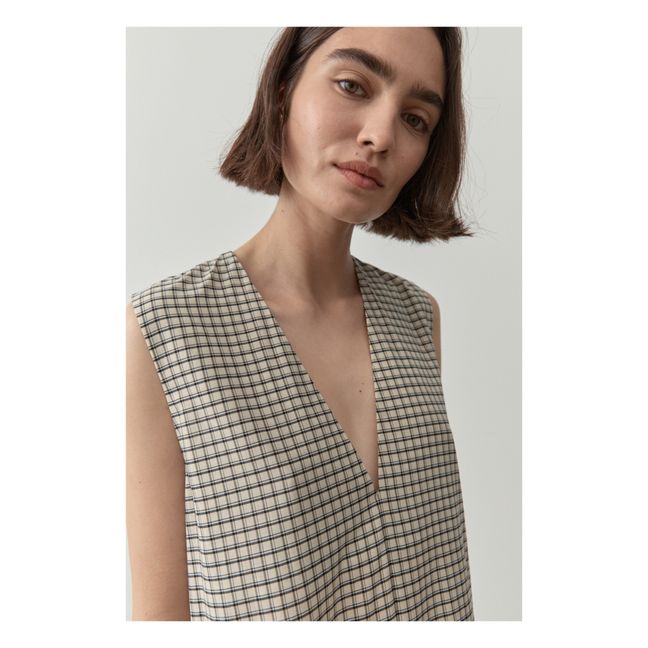A-Line Checked Dress | Beige