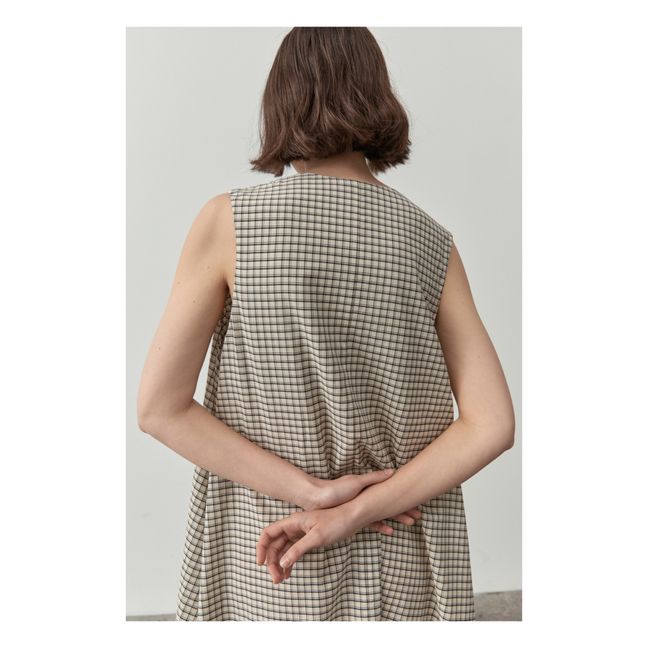 A-Line Checked Dress | Beige