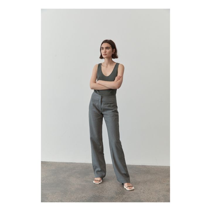 Pantalon Droit Lin | Grau- Produktbild Nr. 2