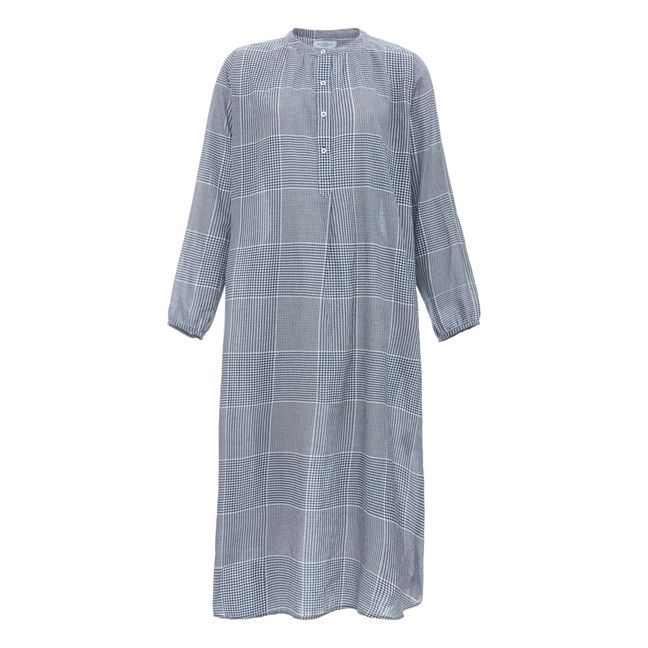 Barber Checked Long Nightgown | Navy blue