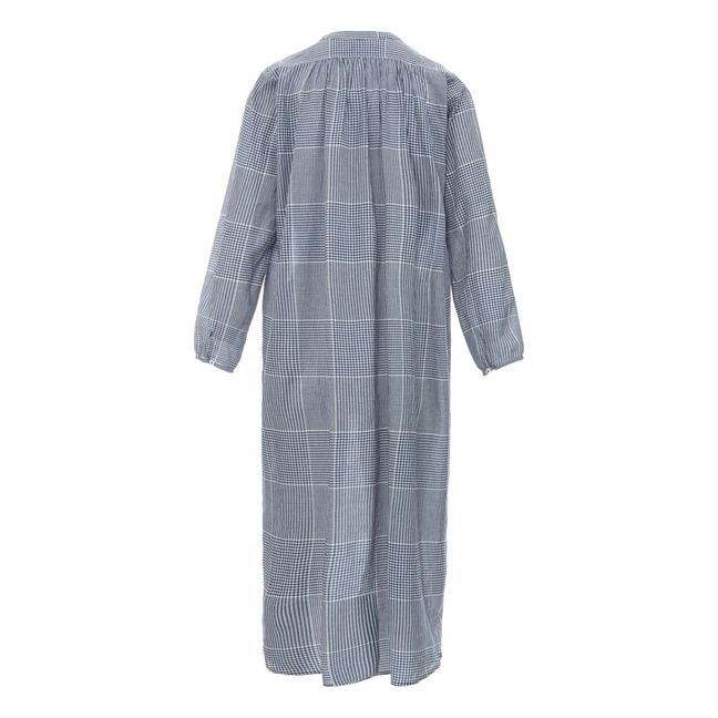 Barber Checked Long Nightgown | Navy blue