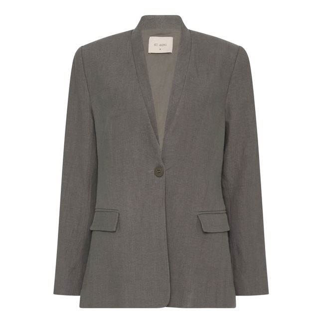 Cut Out Linen Jacket | Grey