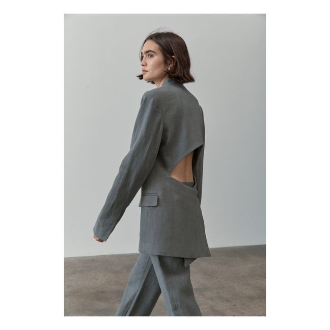 Cut Out Linen Jacket | Grey