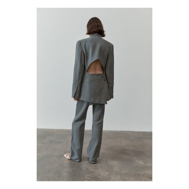 Cut Out Linen Jacket | Grey