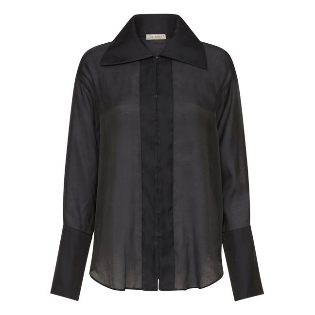 Sheer Silk and Cotton Shirt | Black
