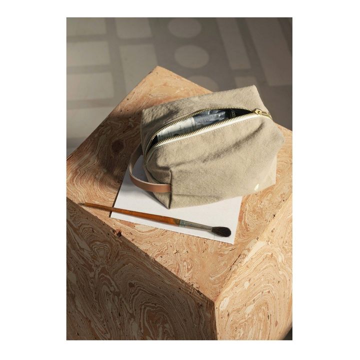 Trousse cube Iona en coton bio | Beige- Image produit n°1
