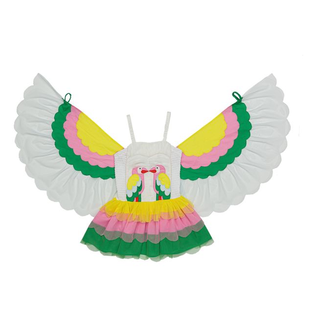 Vestido de tul con estampado de loros | Verde
