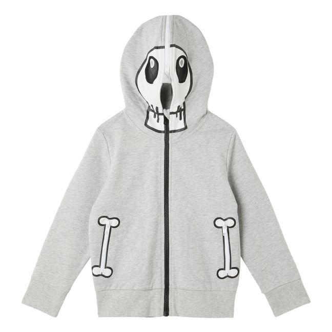 Sudadera de punto jersey con cremallera Esqueleto<br> | Gris