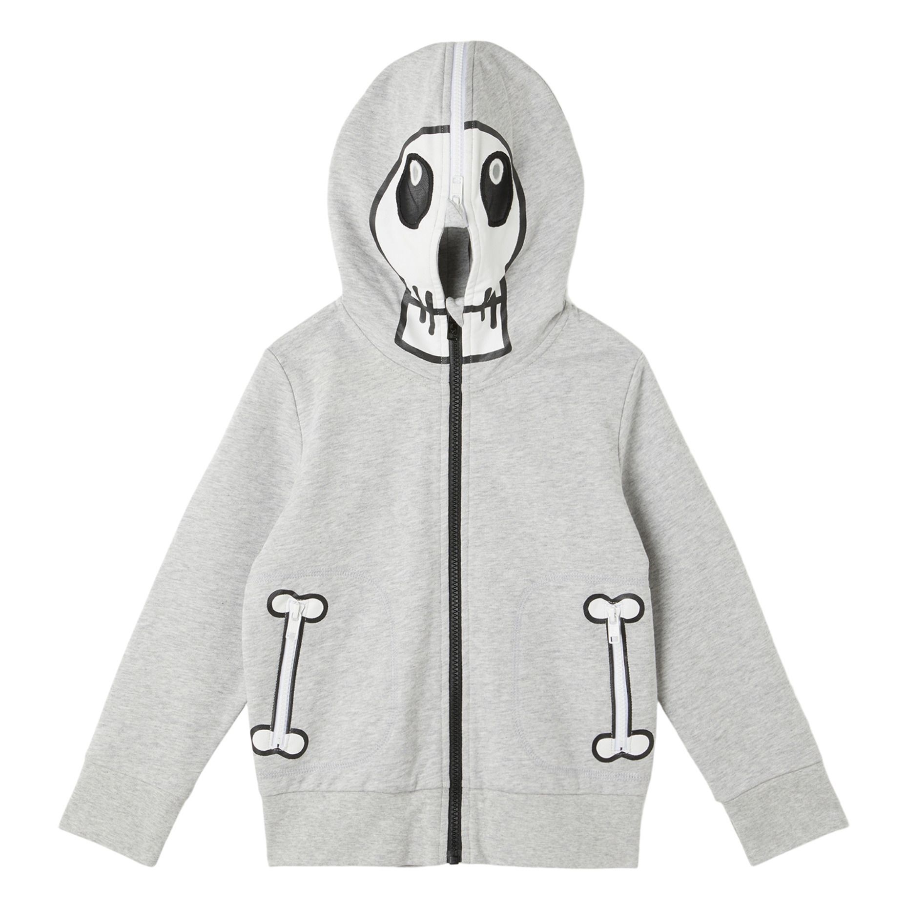 Sweatshirt mit Reißverschluss Jersey Skelett | Grau- Produktbild Nr. 0