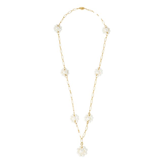 Pearl Flower Chain Necklace | Weiß