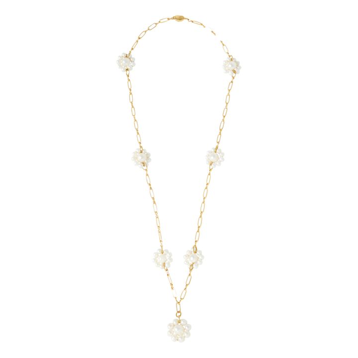 Pearl Flower Chain Necklace | White- Product image n°2