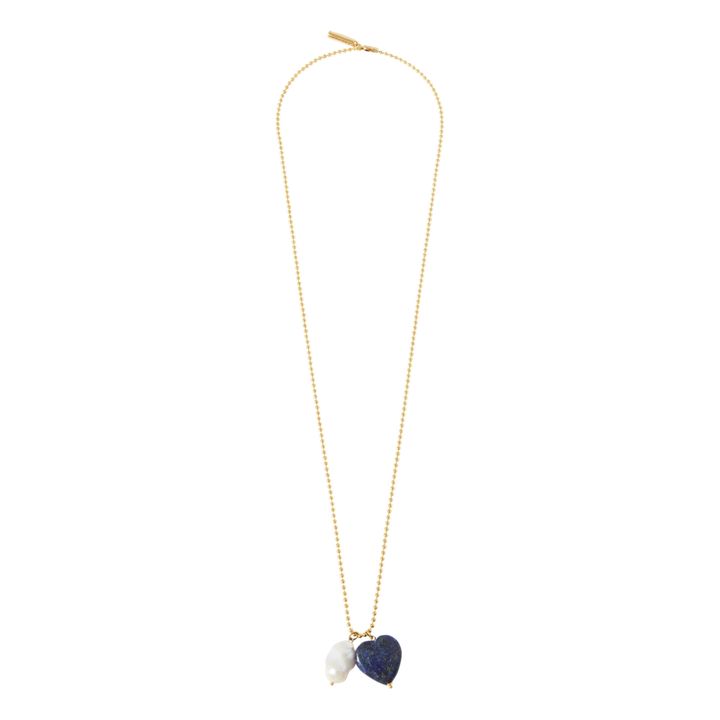 Heart and Baroque Stone Necklace | Midnight blue- Product image n°3