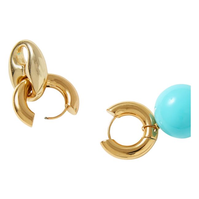 Ball and Button Earrings | Light Blue