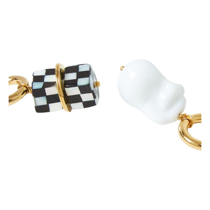 Dice and Baroque Pearl Earrings | White- Product image n°3