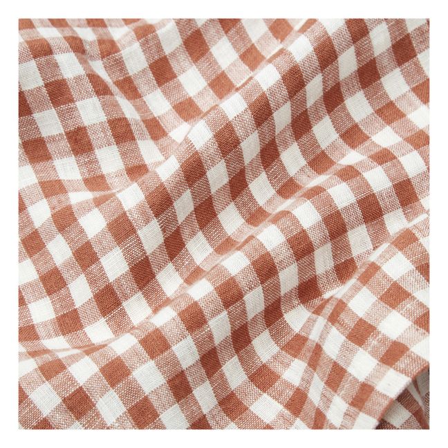 Mantel de lino lavado Vichy | Rojo ladrillo