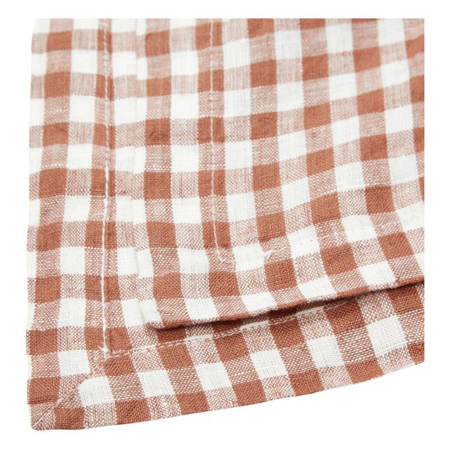 Gingham Washed Linen Tablecloth | Brick red