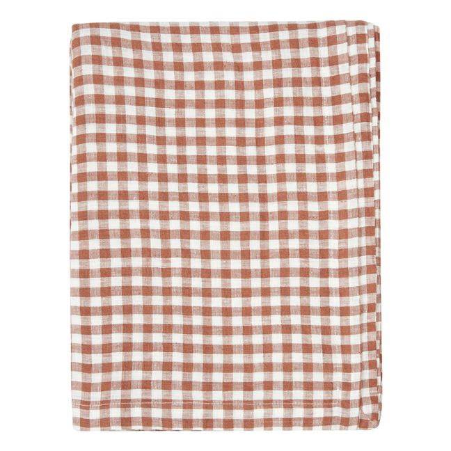 Mantel de lino lavado Vichy | Rojo ladrillo